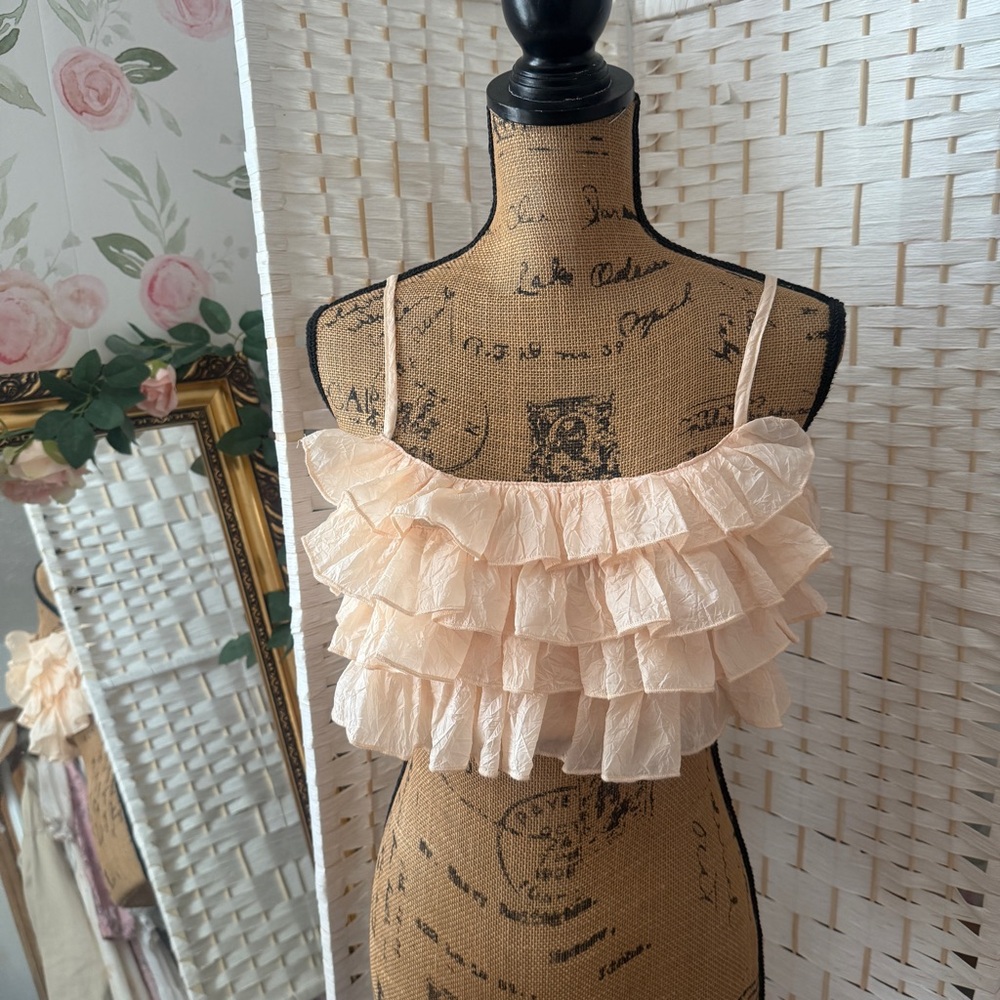Peach Tiered Ruffle Top